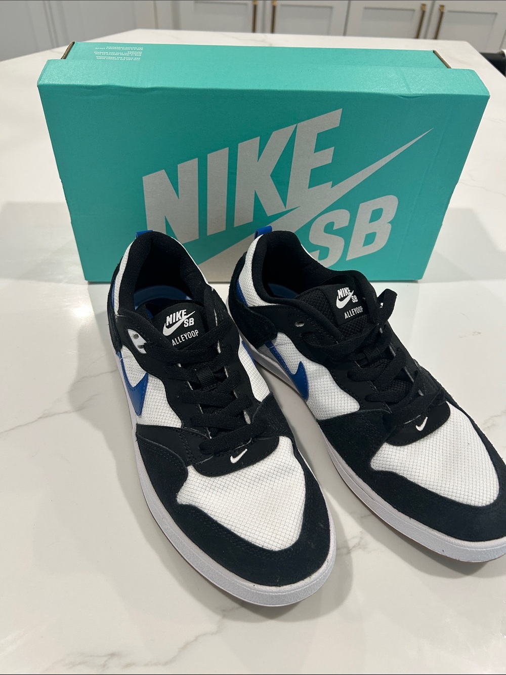 NEW Nike SB Alleyoop Low Top Sneakers - White/Black/Blue